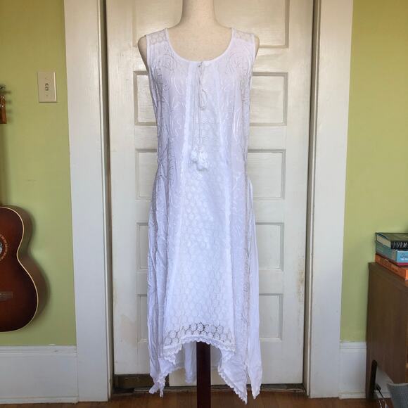 Anandas Collection Dresses & Skirts - VTG 90s Y2K Anandas Collection Maxi Dress White XL Crochet Lace Sheer Fairycore